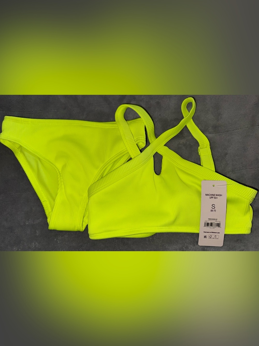 Weekend Academy Girls Solid Rib Bikini Swim Set, 2-Piece, sz S/6/7